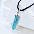 wholesale 925 Sterling Silver Amber Quartz Crystal Pendant on Black Leather Cord 16in-0-15