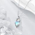 wholesale 925 Sterling Silver Blue Moonstone Cat Pendant Necklace for Women Cats Lover -0-4