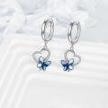wholesale 925 Sterling Silver Blue Crystal Heart & Butterfly Drop Earrings for Women-0-2