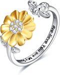 wholesale 925 Sterling Silver Daisy Flower Butterfly Ladybug Adjustable Ring for Women-0-0