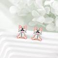 wholesale 925 Sterling Silver Hypoallergenic Corgi Dog Stud Earrings Pink Gold Tone-0-2