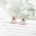 wholesale 925 Sterling Silver Hypoallergenic Corgi Dog Stud Earrings Pink Gold Tone-0-2