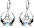 wholesale 925 Sterling Silver Celtic Moonstone Abalone Shell Leverback Drop Dangle Earrings for Women-0-0