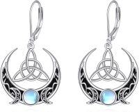 wholesale 925 Sterling Silver Celtic Moonstone Abalone Shell Leverback Drop Dangle Earrings for Women-Celtic Earrings