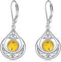 wholesale 925 Sterling Silver Triquetra Celtic Knot Baltic Amber Leverback Drop Earrings-0-0