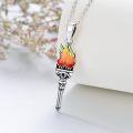wholesale 925 Sterling Silver Fire Torch Pendant with Blue Evil Eye and Star of David Charm Necklace-0-4