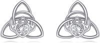 wholesale 925 Sterling Silver Trinity Knot Heart Infinity Lock Stud Earrings for Women Girls  48x36mm-Claddagh