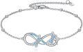 wholesale 925 Sterling Silver Butterfly Infinity Chain Bracelet with Blue Crystals for Women-0-0