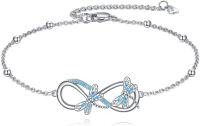 wholesale 925 Sterling Silver Butterfly Infinity Chain Bracelet with Blue Crystals for Women-Dragonfly