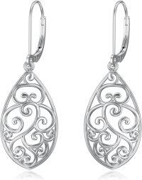 wholesale 925 Sterling Silver Teardrop Filigree Drop Earrings-Filigree