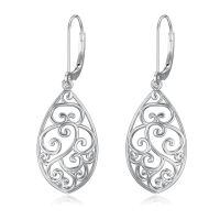 wholesale 925 Sterling Silver Vintage Filigree Teardrop Leverback Earrings-Filigree