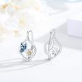 wholesale 925 Sterling Silver Butterfly Flower Leverback Hoop Earrings with Enamel and Cubic Zirconia-0-1