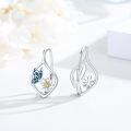 wholesale 925 Sterling Silver Butterfly Flower Leverback Hoop Earrings with Enamel and Cubic Zirconia-0-1