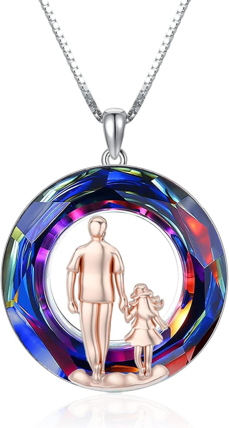 Sterling Silver Sterling Silver Stone Daughter Heart Pendant Necklace from Dad Mom I Love You Forever Jewelry-18-01-Volcano Crystal