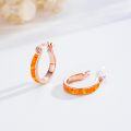 wholesale Rose Gold 925 Sterling Silver Orange Fire Opal Huggie Hoop Earrings for Women-0-1