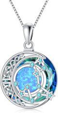 wholesale TOUPOP Zodiac Necklace 925 Sterling Silver Celtic Moon Constellation Pendant Necklaces With Blue Crystal And Blue Opal Jewelry Birthday Christmas Gifts For Women -0-0