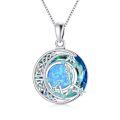 TOUPOP Sterling Silver Blue Crystal Blue Opal Celtic Moon Constellation Pendant Necklace-0-0