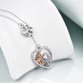 wholesale 925 Sterling Silver Heart-Shaped Locket with Angel and Dog Charm Necklace for Women & Teens-0-3