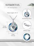wholesale 925 Sterling Silver Blue Crystal Heart Shape Pendant Necklace with Pearl and Cubic Zirconia - Romantic Gift for Her-0-4