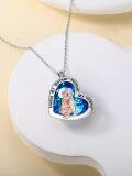 wholesale 925 Sterling Silver Blue Crystal Heart Pendant Always My Mother Forever Friend Sisters s for Women Girls-0-2