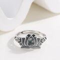 wholesale S925 Sterling Silver Lotus Moss Agate Ring Dainty Natural Stone Adjustable Size Hypoallergenic Jewelry Gift for Women-0-1