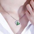 wholesale 925 Sterling Silver Green Austrian Crystal Heart Grandmother Love You Pendant Necklace Gift for Women Girls-0-3