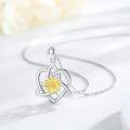wholesale 925 Sterling Silver Heart-Shaped Celtic Knot Cross with Yellow Sunflower Pendant Necklace for Women's s-0-1