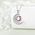 wholesale 925 Sterling Silver Baseball in Crescent Moon Pendant Necklace for Women and Girls-0-2