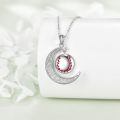 wholesale 925 Sterling Silver Baseball in Crescent Moon Pendant Necklace for Women and Girls-0-2