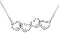 wholesale S925 Sterling Silver Diamond Heart Necklace, 4 Tiny Hearts, Handcrafted Inlaid, Sparkling Gift for Her, 10mm, 30mm, 2.83g-0-0