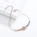 wholesale Rose Gold Lotus Flower Anklet with 7 Chakras - 925 Sterling Silver s for Women Mothers' Day-0-3