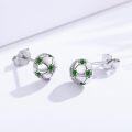 wholesale 925 Sterling Silver Soccer Ball Stud Earrings with Green Stones - Sports s for Women and Men-0-1