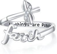 wholesale 925 Sterling Silver Infinity Cross Faith Adjustable Open Religious Ring for Women-Infinity Cross Faith Ring