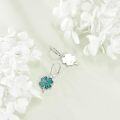 wholesale 925 Sterling Silver Turquoise Four-Leaf Clover Leverback Earrings-0-3