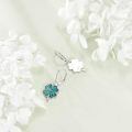 wholesale 925 Sterling Silver Turquoise Four-Leaf Clover Leverback Earrings-0-3
