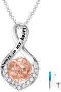 wholesale 925 Sterling Silver Rose Flower Infinity Pendant Keepsake Memorial Urn Necklace w/Filler Kit-0-0