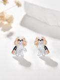 wholesale 925 Sterling Silver Cavalier King Charles Spaniel Stud Earrings for Women - Puppy  for Dog Moms & Pet Lovers-0-2