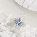 wholesale 925 Sterling Silver Heart Shaped Necklace with Labradorite and Blue Cubic Zirconia-0-4