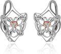 wholesale 925 Sterling Silver Celtic Knot Butterfly Leverback Dangle Drop Earrings with Rose Gold Accents-0-0
