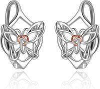 wholesale 925 Sterling Silver Celtic Knot Butterfly Leverback Dangle Drop Earrings with Rose Gold Accents-16-Leverback-Butterfly