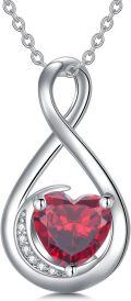 wholesale TOUPOP January Birthstone Necklace For Women Garnet Necklace Pendant 925 Sterling Silver Infinity Love Moon Jewelry Birthday Christmas Gifts For Women Mom Wife Girlfriend -0-0
