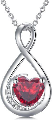 wholesale TOUPOP January Birthstone Necklace For Women Garnet Necklace Pendant 925 Sterling Silver Infinity Love Moon Jewelry Birthday Christmas Gifts For Women Mom Wife Girlfriend -undefined