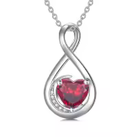 TOUPOP Sterling Silver Garnet Infinity Love Moon Pendant Necklace-undefined
