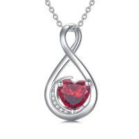 TOUPOP Sterling Silver Garnet Infinity Love Moon Pendant Necklace-undefined