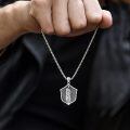 wholesale 925 Sterling Silver Saint Benedict Shield Pendant Necklace For Men Protection-0-4