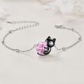 wholesale 14K Gold Pink Crystal Black Cat Pendant Necklace for Women Cats Lover-0-165
