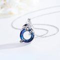 wholesale 925 Sterling Silver Blue Crystal Tiger Circle Pendant Necklace-0-5