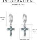 wholesale 925 Sterling Silver Turquoise Inlay Cross Huggie Hoop Dangle Earrings-0-1