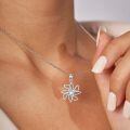 wholesale 925 Sterling Silver Flower Moonstone CZ Pendant Necklace for Women-0-3