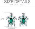 wholesale 925 Sterling Silver Green Austrian Crystal Sea Turtle Stud Earrings-0-3